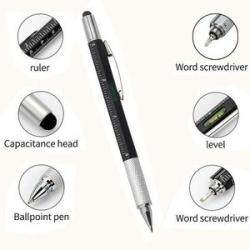 1PC 6 In1 Multifunction Ballpoint Pen Black