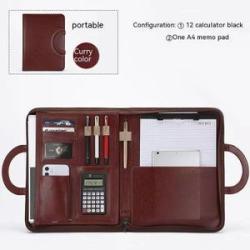 Handable A4 Padfolio Man PU Padfolio Portfolio Folder Business Briefcase Document Holder Clipboard D