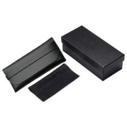 1 Set Glasses Storage Box with Wipe Cloth Faux Leather Sunglasses Case Portable Eyewear Pouch Women