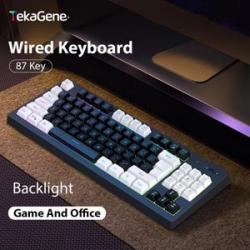 Wired Keyboard 87 Keys Mechanical Sensation Gaming Office USB Backlight For  Windows  IOS System Des