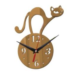 Decorative Cat Wall Clocks Acrylic Mirror Easy To Read DIY For Brown