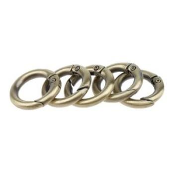 5 Pieces Zinc Alloy Round Spring Buckles Snap Hook Keychain Brown 10mm