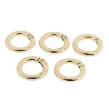 5pcs Round Carabiners Spring Buckles Snap Hook Keychain Gold 10mm