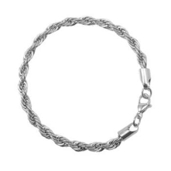 Twisted Rope Bracelet Silver Plated Wrist Chain Simple Design Solid Color,Silver NO5099