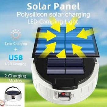 Solar USB Charging Portable Hook Strong LED Camping Light Lanterns