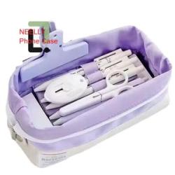 Soft  Simple Style Pen Bag With Clip Large-capacity