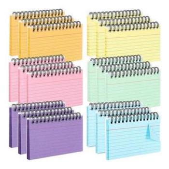 18 Pack Multicolor Index Cards with Clear Pvc Cover Screw Binding Index Cards 3X5 Inch Study Cards N