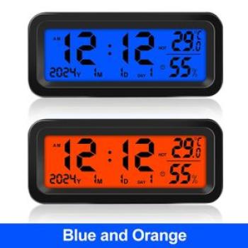 Solar Power Car Clocks LCD Digital Thermometer Humidity Temperature Sensor with Backlight Luminous A