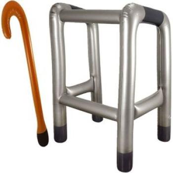 2Pcs Novelty Cosplay Supplies PVC Costume Party Inflatable Toys Walking Blow Up Prop Zimmer Frame