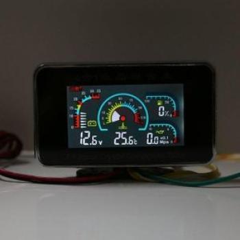 4 In 1 Lcd Car Digital Alarm Gauge Pressure Voltmeter Volt Water Temperature Oil Pressure Fuel Gauge