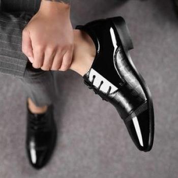 Weddings Shoes Men`s New Business Working Leather ShoesBlack