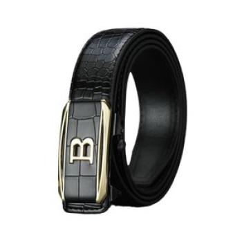 Men`s Classic PU Leather Belts Solid Color Automatic Buckles Adjustable Belt for Match-up with Jeans