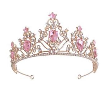 Rhinestone Wedding Tiara Gold Crown Royal Blue Crystals Semicircle Pageant Ornaments for Birthday Pa