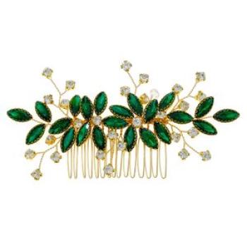 Hair Jewelry Wedding Bridal Hair Comb Handmade Headdress Green Crystal Alloy Hedwear for Festival We