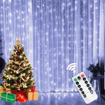 3x3m/6x3m LED Garland Curtain Light with 8 Lighting Modes Cooper Fairy Lights Curtain with Indoor Pa