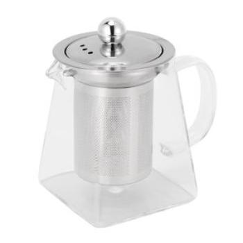 Thickened Glass Teapot Heat Resistant Flower Tea Pot Bubble Tea Pot Stainless Steel Filter Teapot Sq