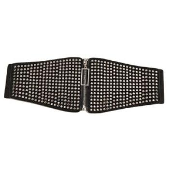 Wide Elastic Corset Belt Zipper Closure Dress Waistband Rivets