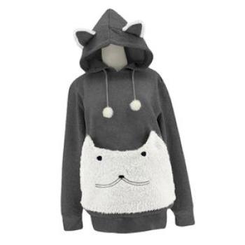 Pet Hoodie Sweatshirt Oversized Fleece Big Pouch Hoodie Kitten