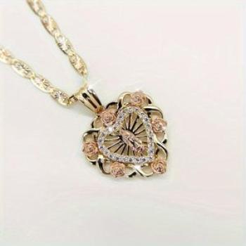 Elegant Vintage Rose Pendant Necklace - Golden-Tone Alloy with Exquisite Chain, Perfect for Special