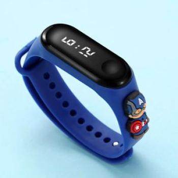 Boy`s Cute Cartoon Doll  LED Digital Electronic Wrist Watch Time Band Captain Child Kid Smart