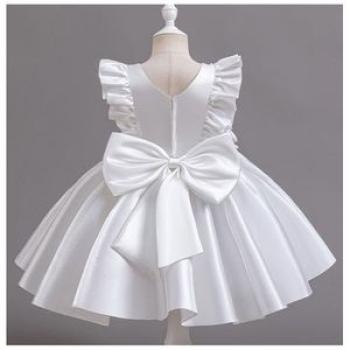 Gown For Party Birthday Flower Girl Silk Dresses Toddler Baby Girl Dresses White