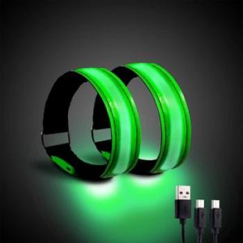 Running Light for Runners /2 Pack Rechargeable LED Running Bracelet with Refective Gear, LED Light B