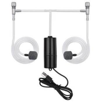 Aquarium USB Air Pump Small Oxygen Pump with 2 Air Stone