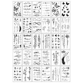 Temporary Body Art Tattoo Sticker 30 Differ Sheets,Each Sheet Size 5.7x9.7cm