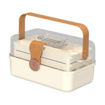 Medical Box Container with Handle Folding Tool light brown