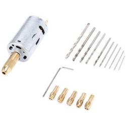 Mini Electric Hand Drill Bit Set DC 12V Motor 0.5-3mm HSS Twist Drill Bit with 5Pcs Chuck Collets Fi