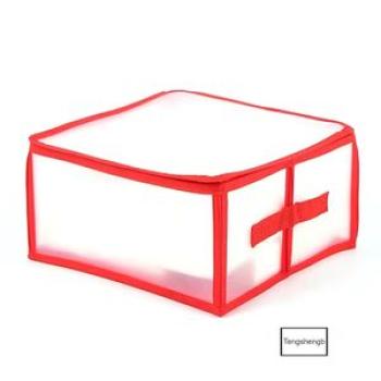 Red Plastic Ornament Storage Box Foldable Tree Decorations
