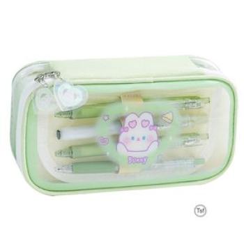 Puples Large Capacity Pencil Case Cartoon Transparent Pencil