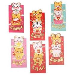 6Pcs Tiger Red Hong Bao 2022 Gift Packet New Year Supplies, E(L)