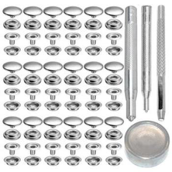 72Pcs 15MM Stainless Steel Fastener Snap Press Stud Button for Marine Boat Canvas with Punching Set