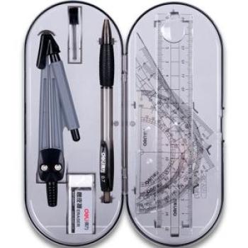 Deli Maths Set Mathematical Set Compass Ruler Triangle Earaser Mechanical Pencil Refills Protractor