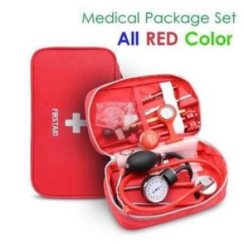 8PCS Set Medical Storage Kit Health Bag  With Stethoscope Manometer Tuning Fork Reflex Hammer LED Fi